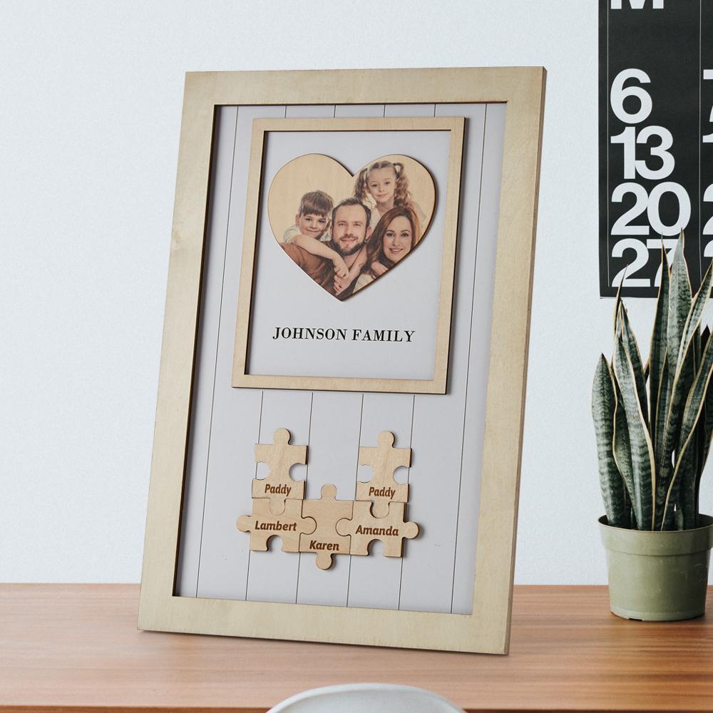 Mothers Day Frames Personalised Gift for Family Wooden Heart Photo Frame-Blongser