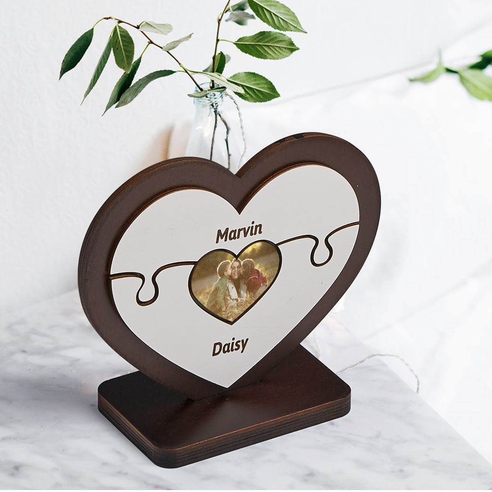 Personalised Name Heart Wooden Puzzle Ornaments Gifts for Mum-Blongser