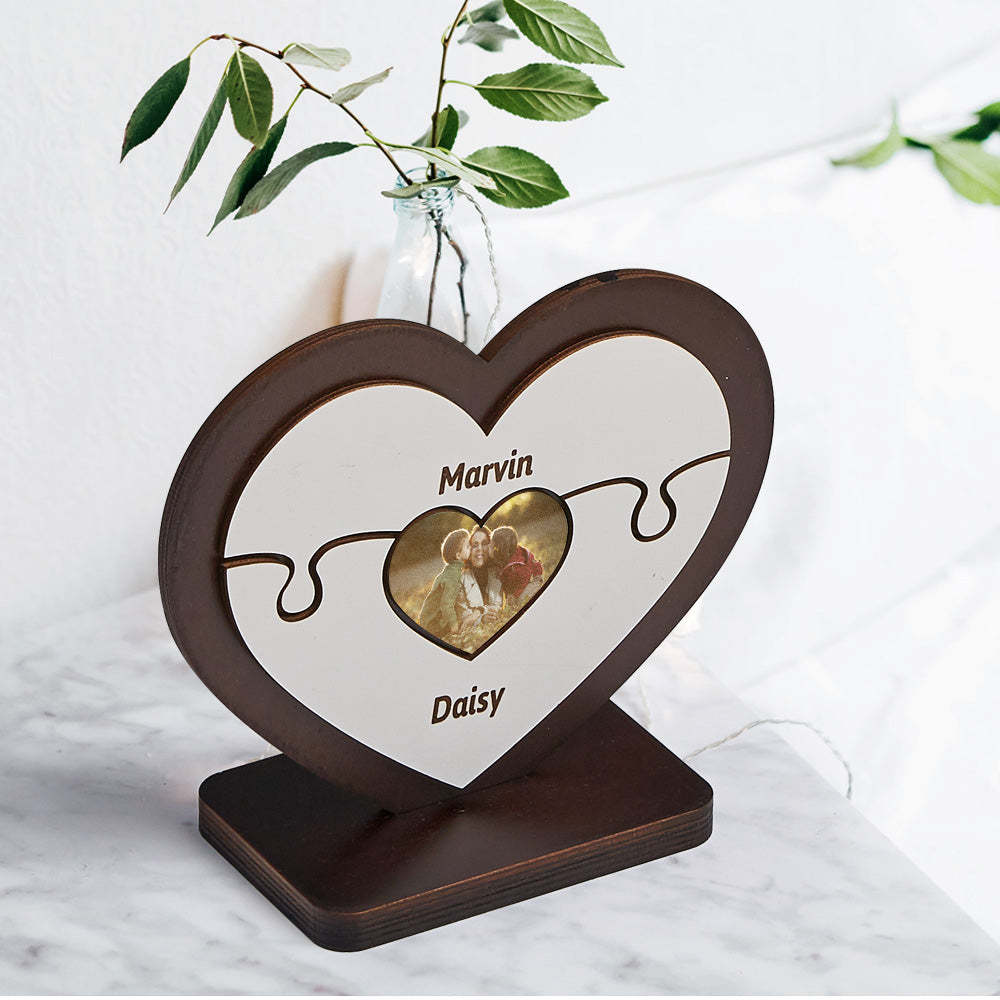Personalised Name Heart Wooden Puzzle Ornaments Gifts for Mum-Blongser