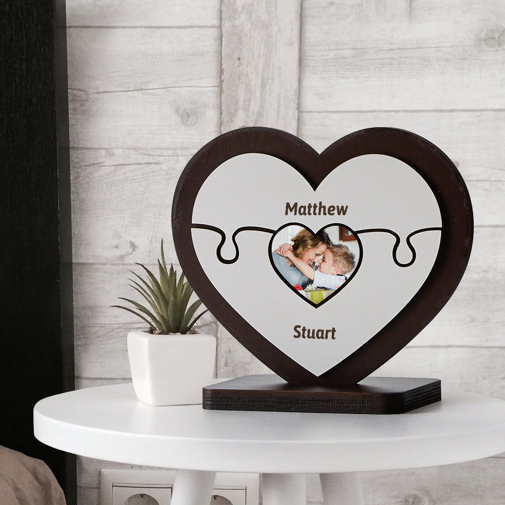 Personalised Name Heart Wooden Puzzle Ornaments Gifts for Mum-Blongser