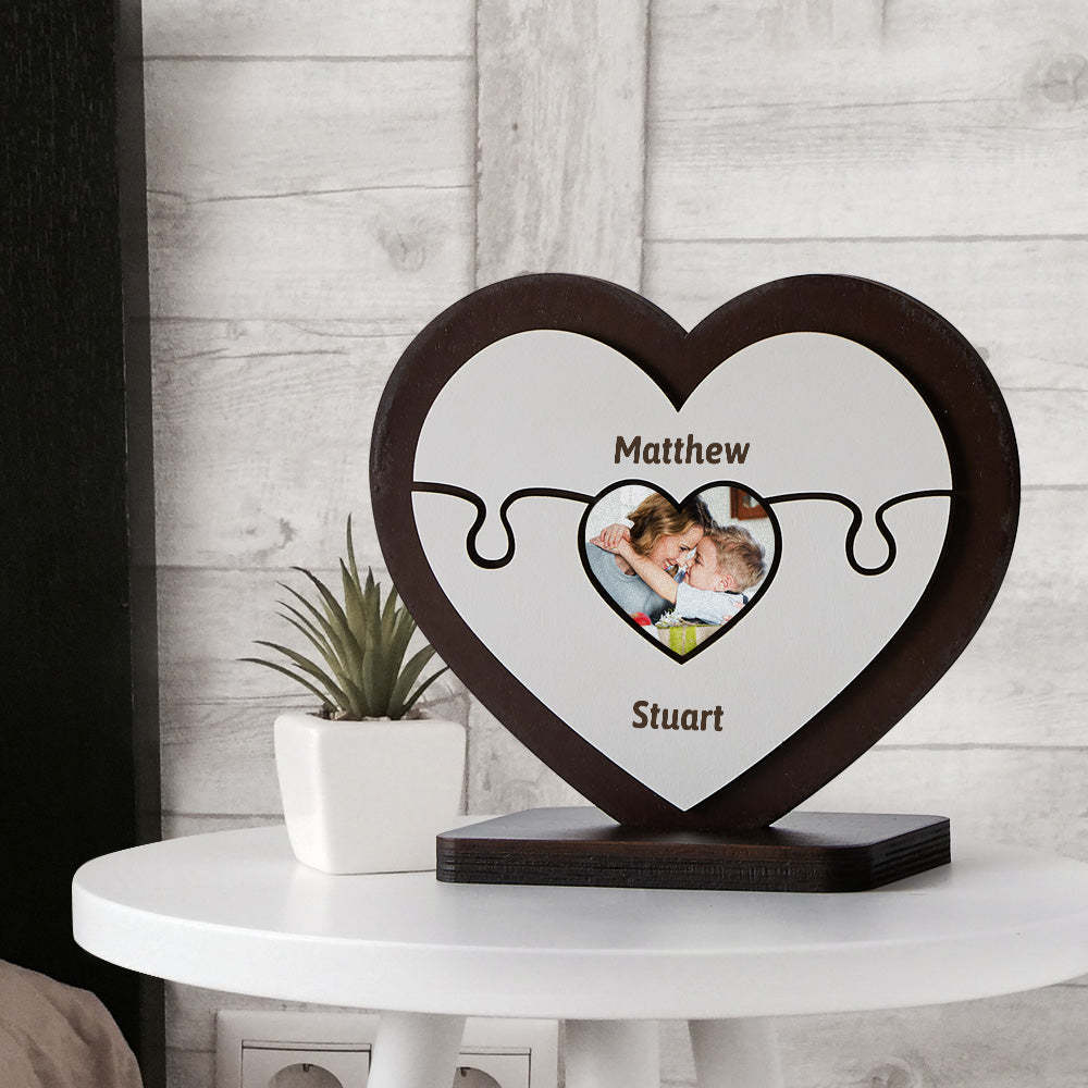 Personalised Name Heart Wooden Puzzle Ornaments Gifts for Mum-Blongser