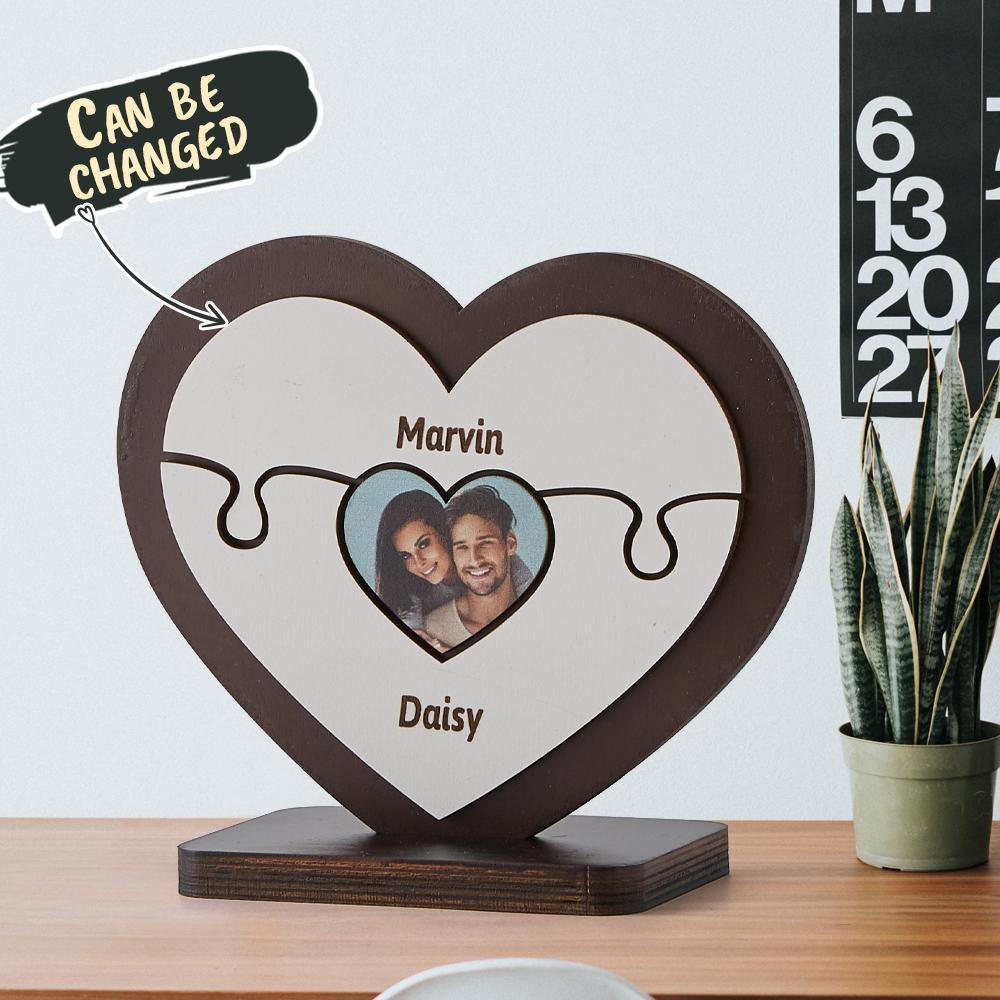 Personalised Name Heart Wooden Puzzle Ornaments Gifts for Mum-Blongser