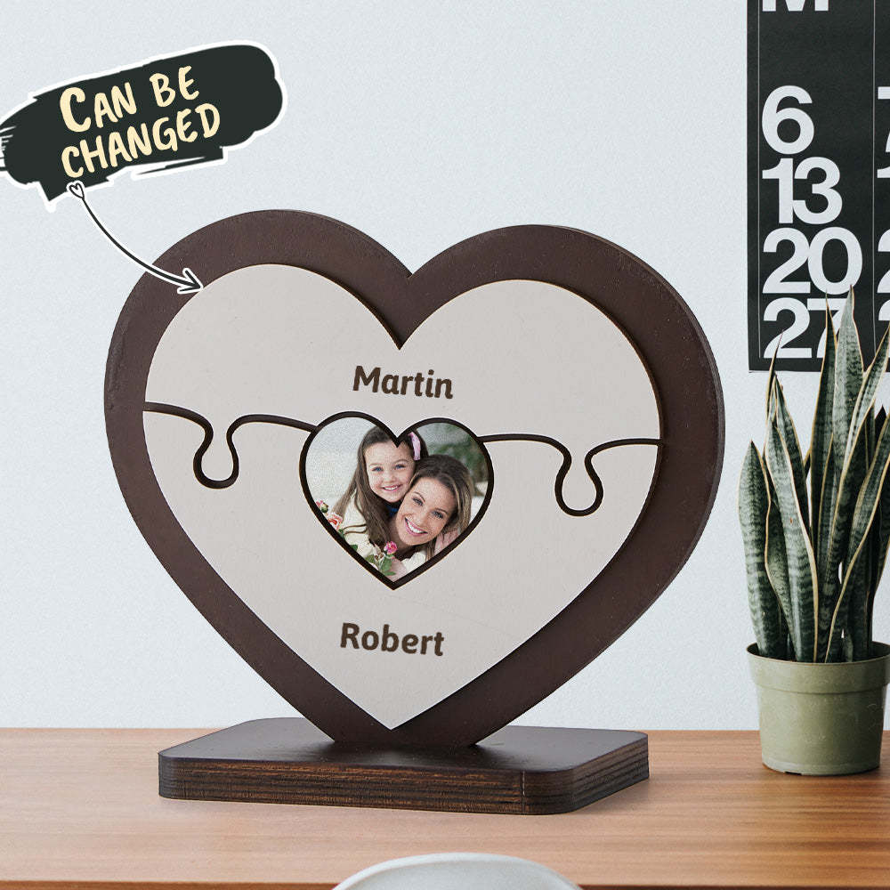 Personalised Name Heart Wooden Puzzle Ornaments Gifts for Mum-Blongser