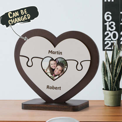 Personalised Name Heart Wooden Puzzle Ornaments Gifts for Mum-Blongser