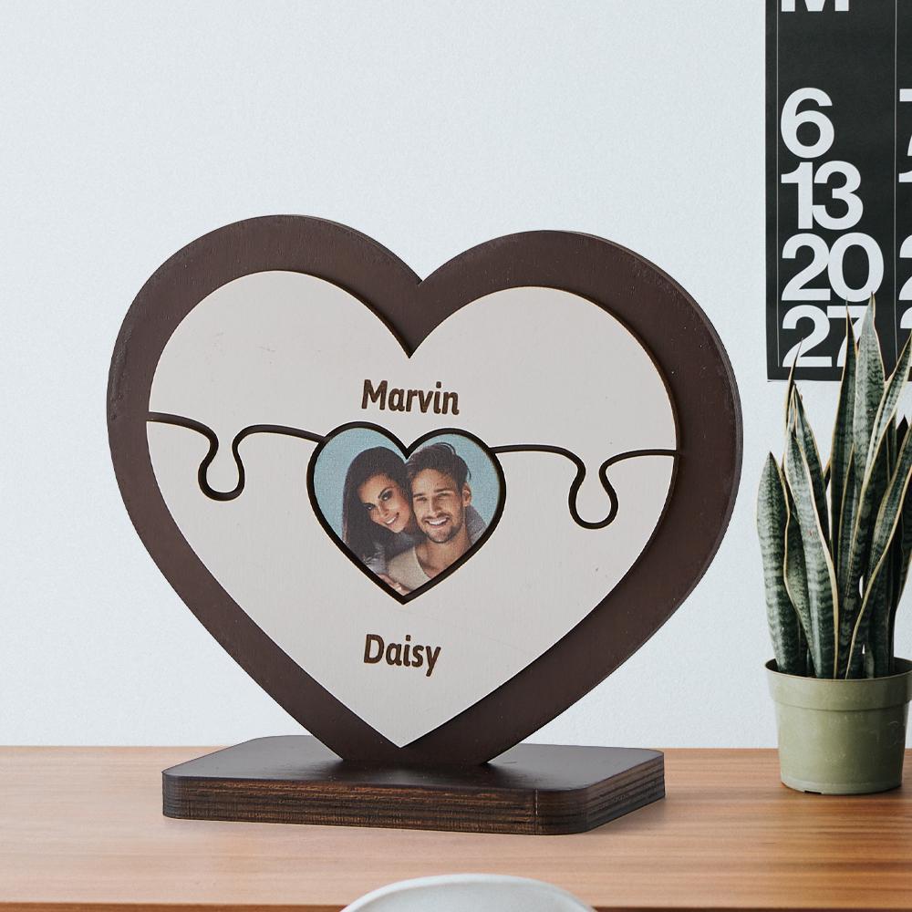 Personalised Name Heart Wooden Puzzle Ornaments Gifts for Mum-Blongser