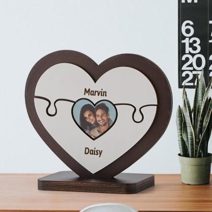 Personalised Name Heart Wooden Puzzle Ornaments Gifts for Mum-Blongser