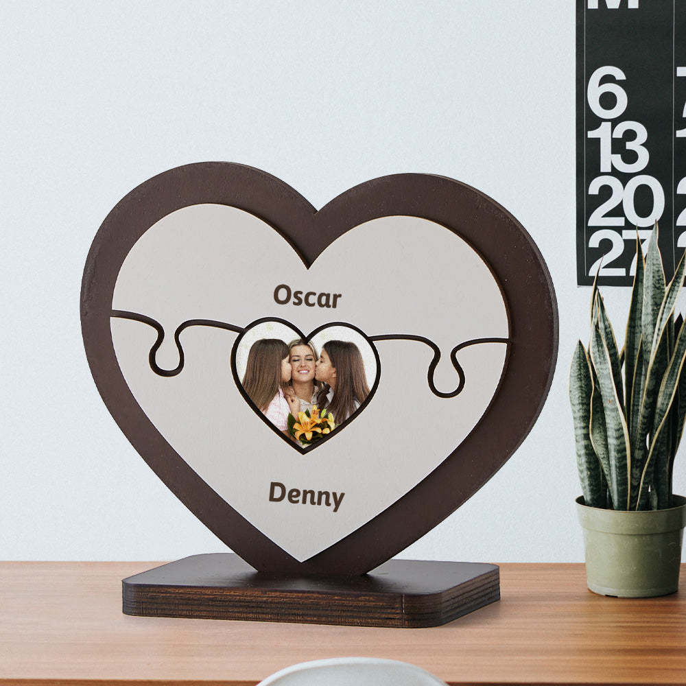 Personalised Name Heart Wooden Puzzle Ornaments Gifts for Mum-Blongser
