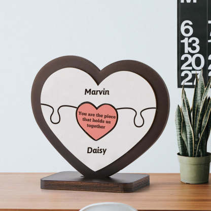 Personalised Name Heart Wooden Puzzle Ornaments Gifts for Mum-Blongser