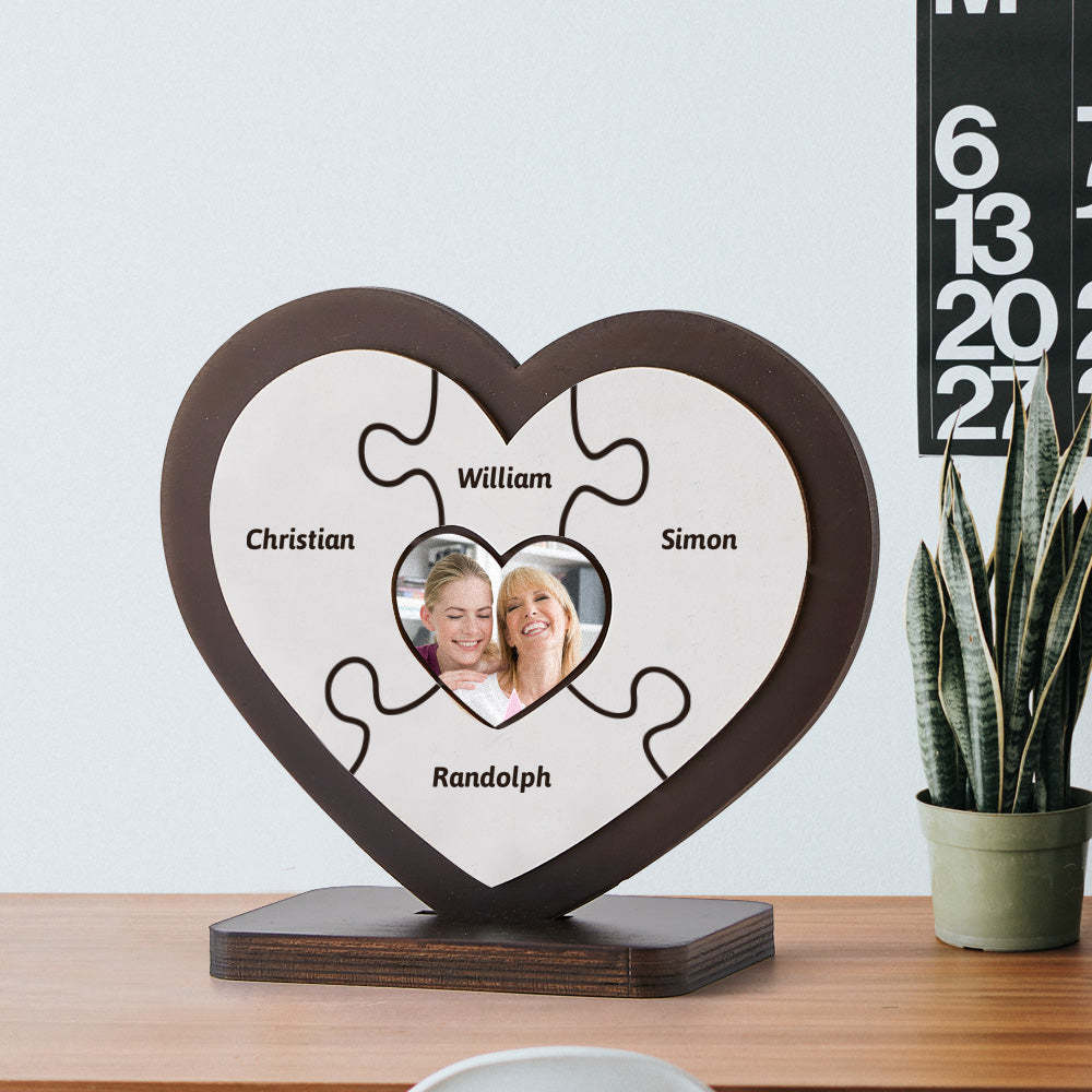 Personalised Name Heart Wooden Puzzle Ornaments Gifts for Mum-Blongser