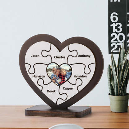 Personalised Name Heart Wooden Puzzle Ornaments Gifts for Mum-Blongser