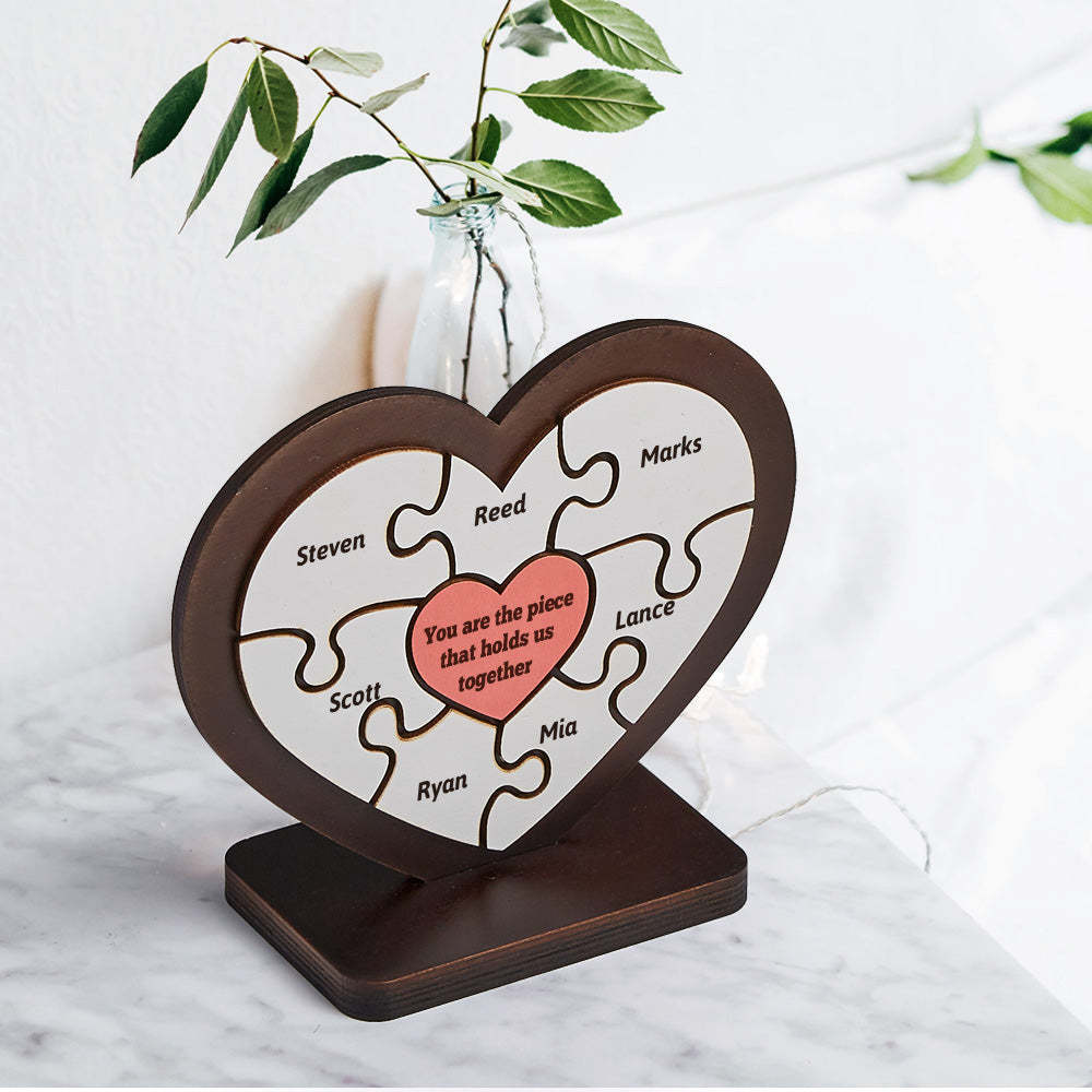 Personalised Name Heart Wooden Puzzle Ornaments Gifts for Mum-Blongser
