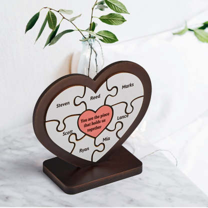 Personalised Name Heart Wooden Puzzle Ornaments Gifts for Mum-Blongser