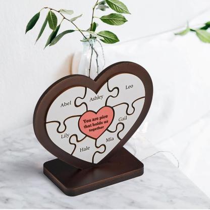 Personalised Name Heart Wooden Puzzle Ornaments Gifts for Mum-Blongser