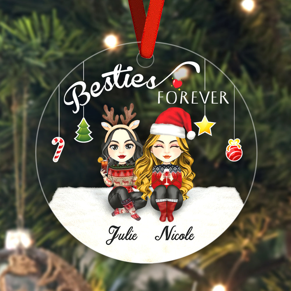 Besties Forever Custom Engraved Ornaments Christmas Tree Decoration Gifts for Firends-Blongser