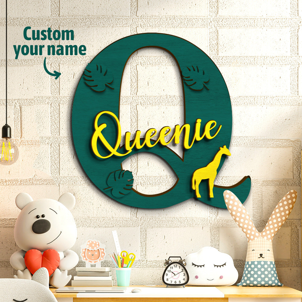 Personalized Jungle Name Sign Wooden Letter Initial Wall Plaque-Blongser