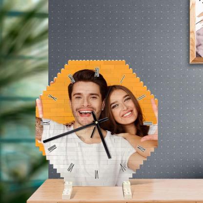 Custom Building Block Wall Clock Personality Puzzle Custom Photo Pointer Brick Clock-Blongser