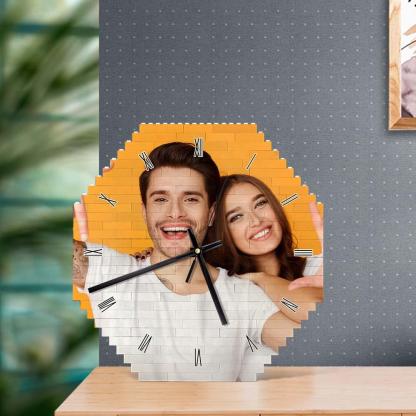 Custom Building Block Wall Clock Personality Puzzle Custom Photo Pointer Brick Clock-Blongser