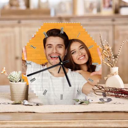 Custom Building Block Wall Clock Personality Puzzle Custom Photo Pointer Brick Clock-Blongser