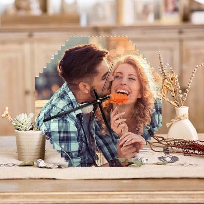Custom Building Blocks Desk Clock Wall Clock Personalized Puzzle Custom Photo Brick Clock Gift For Couple-Blongser