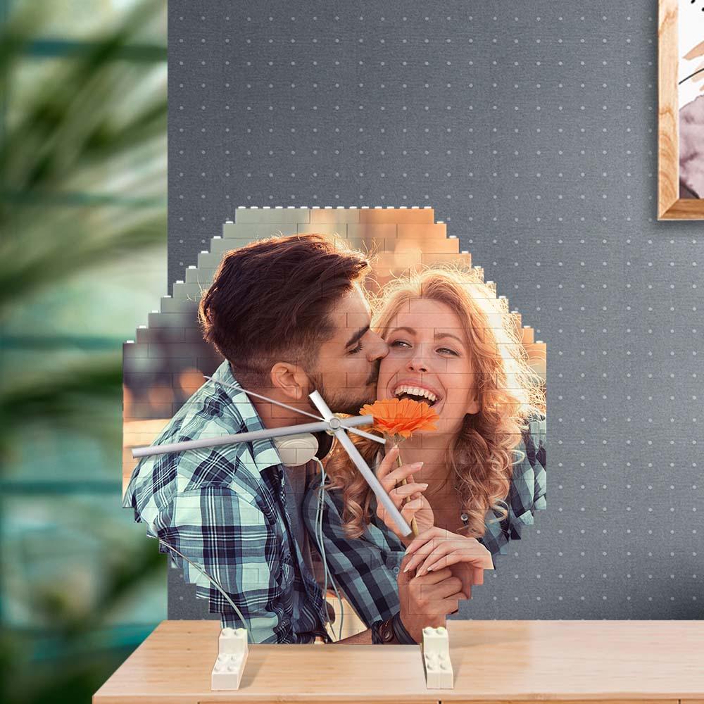 Custom Building Blocks Desk Clock Wall Clock Personalized Puzzle Custom Photo Brick Clock Gift For Couple-Blongser
