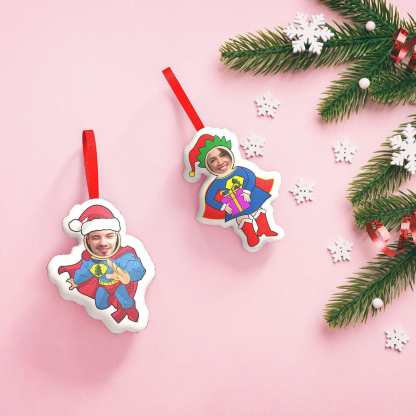 Custom Superman And Superwoman Hanging Decorations Personalized Face Christmas Hanging Decoration-Blongser