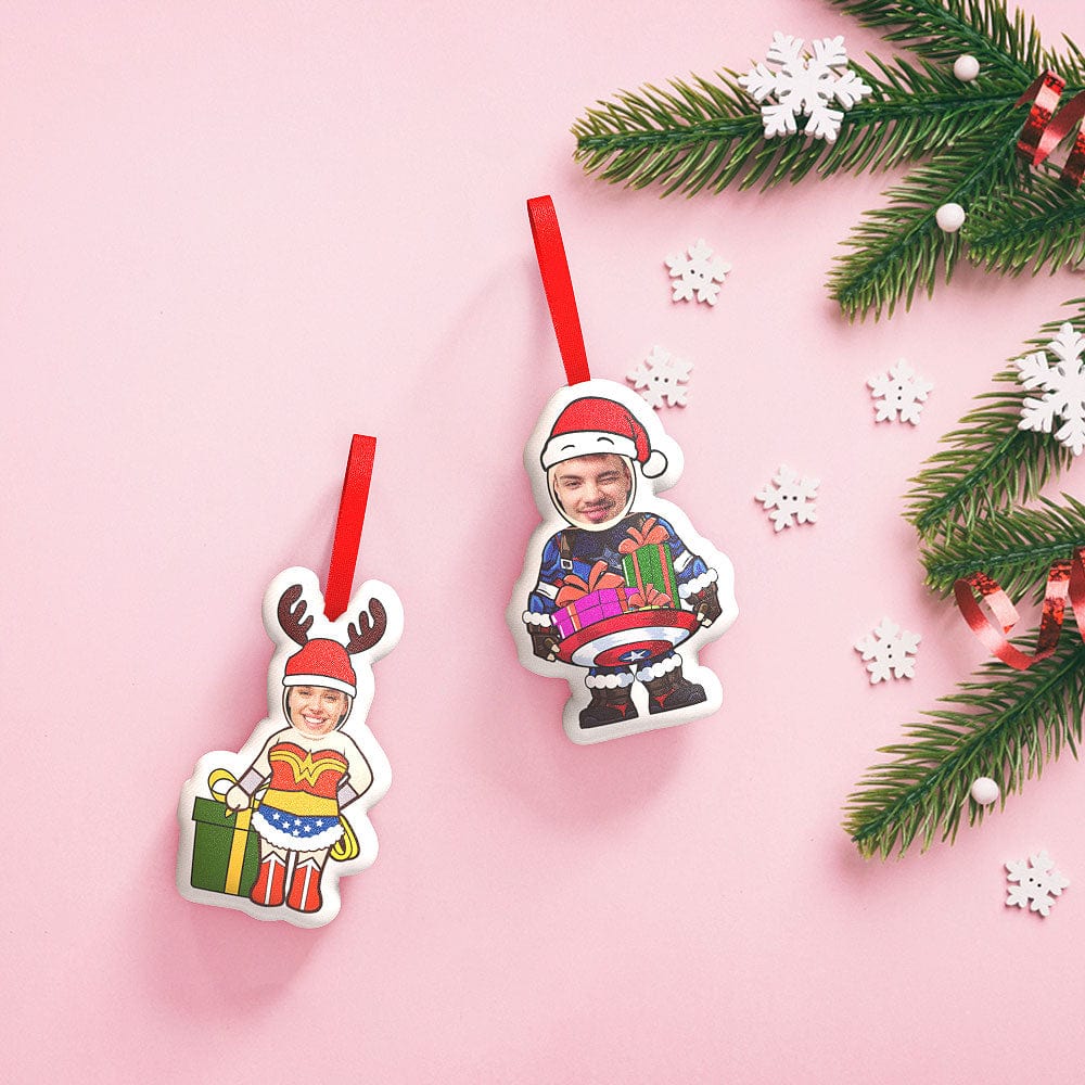 Custom Super Hero Decorations Personalized Captain And Wonder Woman Christmas Hanging Decoration-Blongser