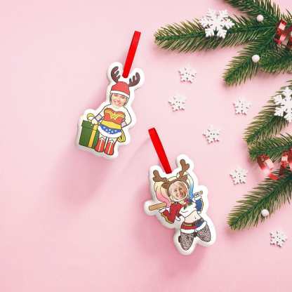 Custom Super Hero Decorations Personalized Face Christmas Hanging Decoration Superhero Decor Set Gifts for Besties-Blongser