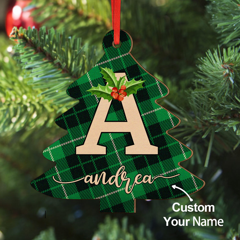 Personalized Christmas Initial Ornaments Custom Name Christmas Wood Ornament Decorations Gifts-Blongser