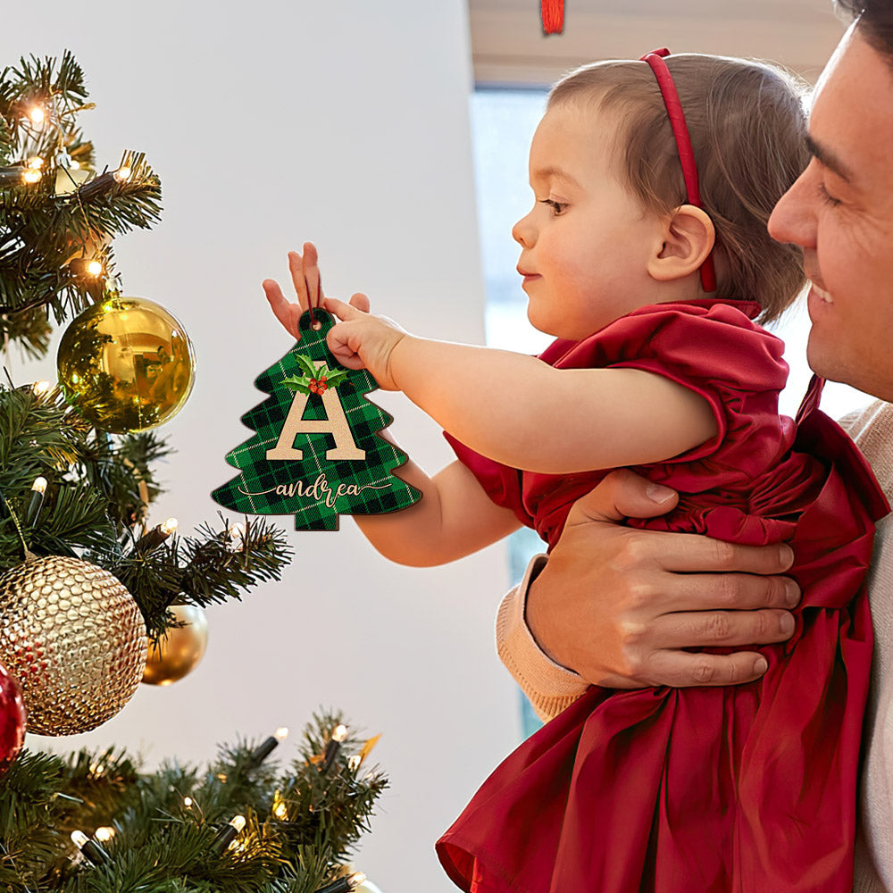 Personalized Christmas Initial Ornaments Custom Name Christmas Wood Ornament Decorations Gifts-Blongser