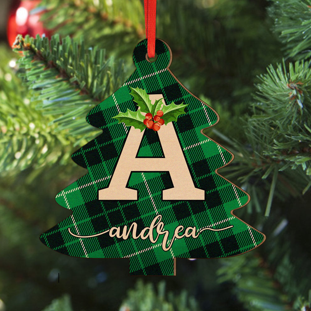 Personalized Christmas Initial Ornaments Custom Name Christmas Wood Ornament Decorations Gifts-Blongser