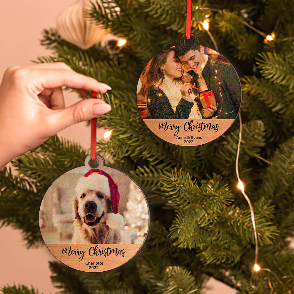 Personalized Wooden Photo Christmas Ornaments Holiday Gift for Family-Blongser