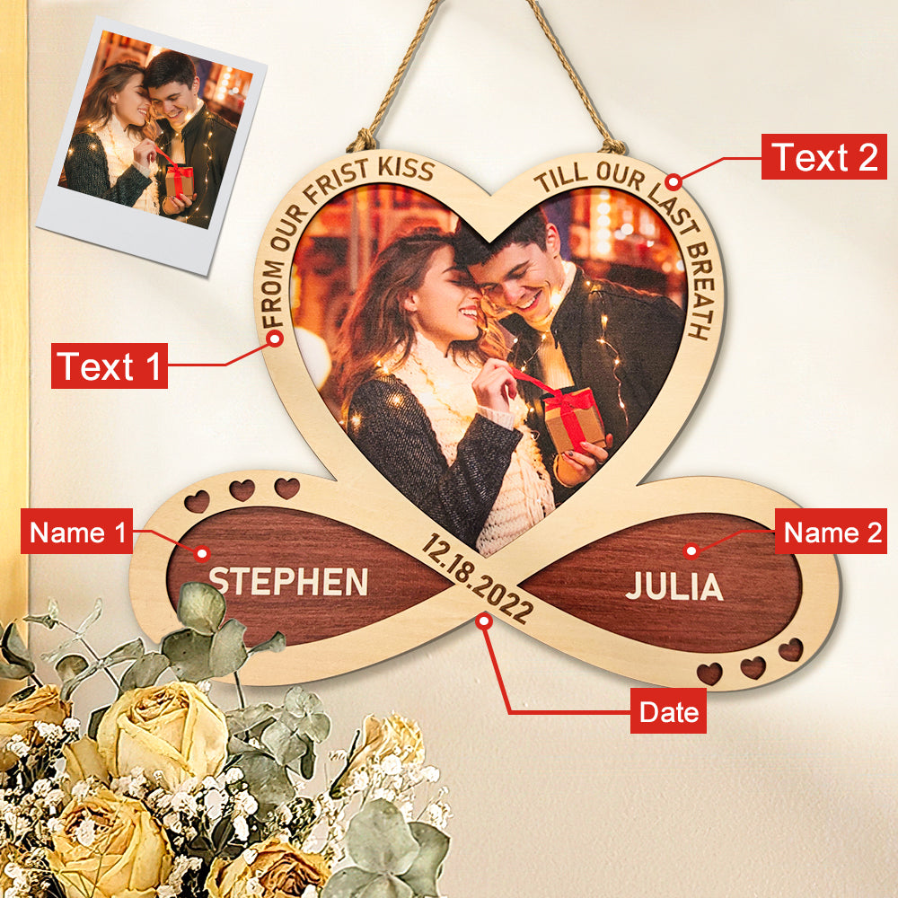 Personalized Heart Infinity Wooden Sign Hanging Wall Decor-Blongser