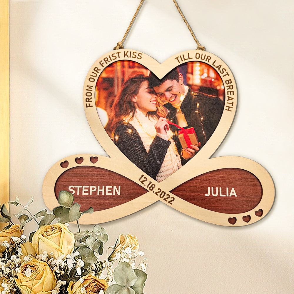 Personalized Heart Infinity Wooden Sign Hanging Wall Decor-Blongser