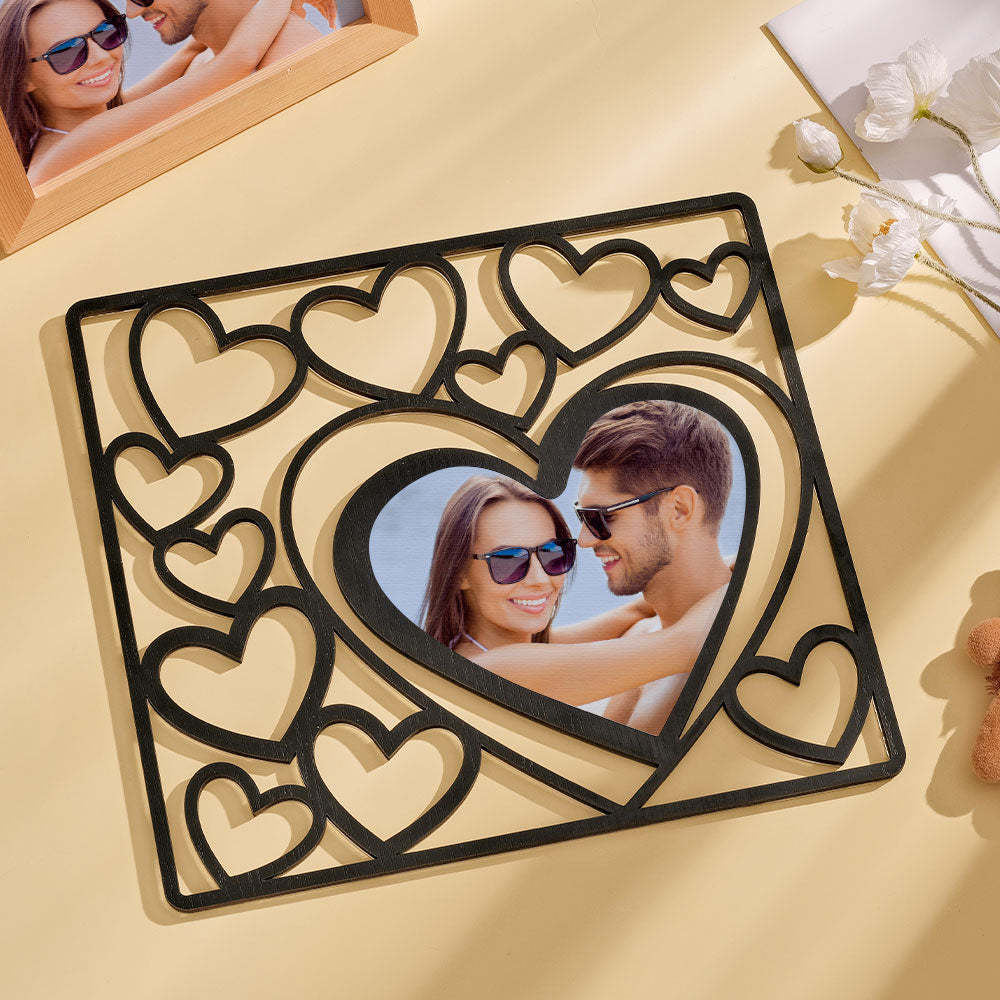 Custom Heart-shaped Photo Frame Wood Acrylic Photo Decor Anniversary Gift for Lover-Blongser