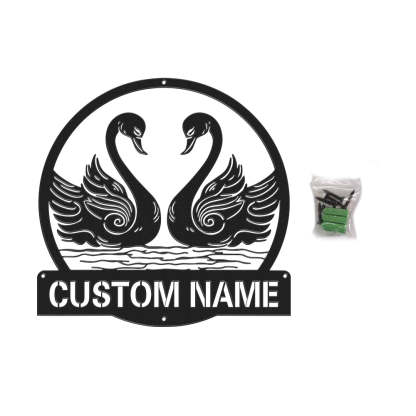 Custom Swan Signs Metal Wall Art Personalized Couple LED Lights Decor Gift for Lover-Blongser
