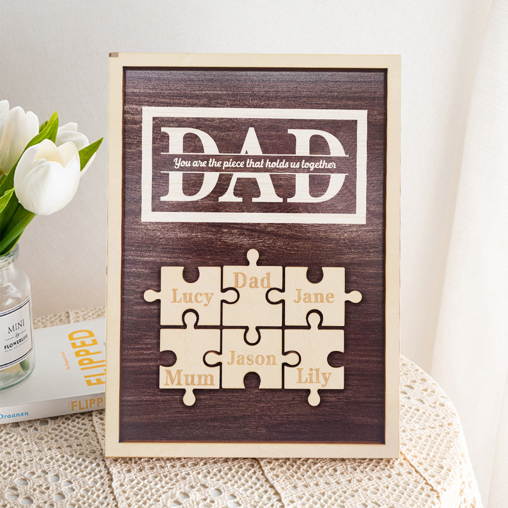 Personalized Dad Puzzle Plaque You Are the Piece That Holds Us Together Gifts for Dad-Blongser