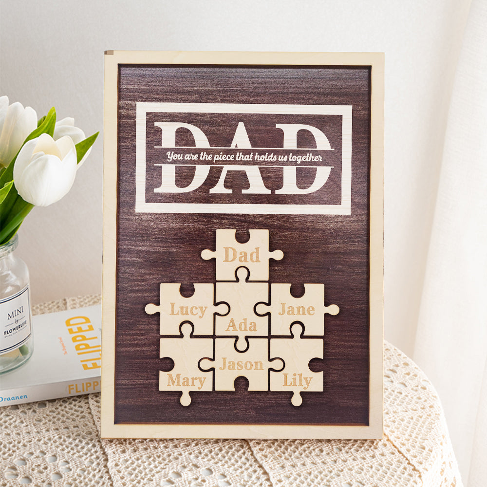 Personalized Dad Puzzle Plaque You Are the Piece That Holds Us Together Gifts for Dad-Blongser