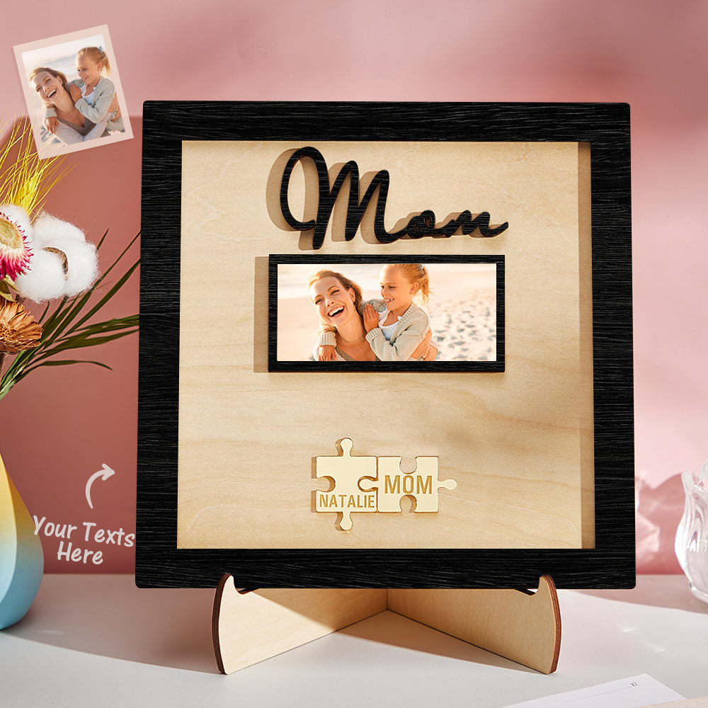 Custom Photo Engraved Ornament Mother's Day Puzzle Wooden Commemorate Gifts-Blongser