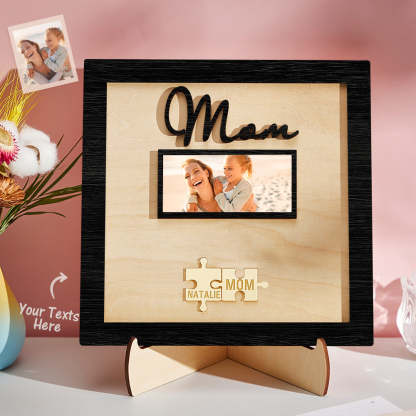 Custom Photo Engraved Ornament Mother's Day Puzzle Wooden Commemorate Gifts-Blongser