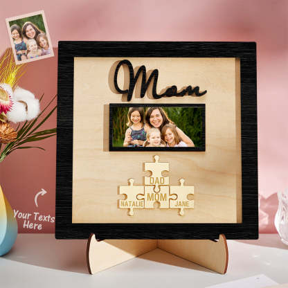 Custom Photo Engraved Ornament Mother's Day Puzzle Wooden Commemorate Gifts-Blongser