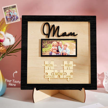 Custom Photo Engraved Ornament Mother's Day Puzzle Wooden Commemorate Gifts-Blongser