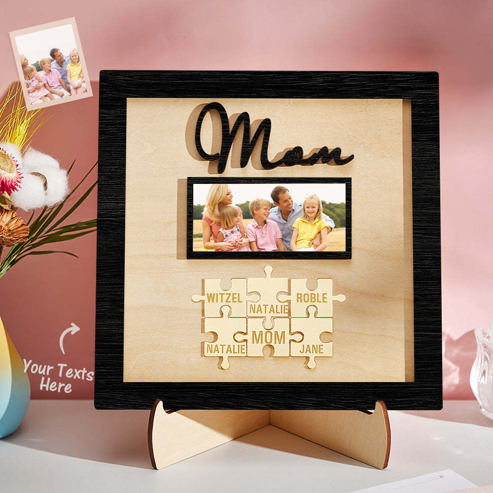 Custom Photo Engraved Ornament Mother's Day Puzzle Wooden Commemorate Gifts-Blongser