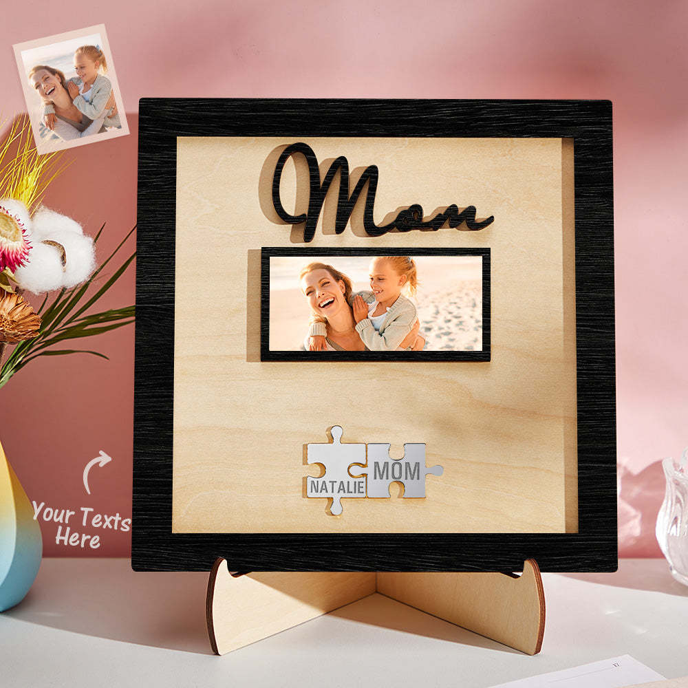 Custom Photo Engraved Ornament Mother's Day Puzzle Wooden Commemorate Gifts-Blongser