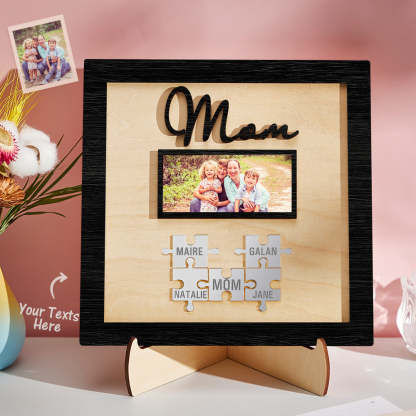 Custom Photo Engraved Ornament Mother's Day Puzzle Wooden Commemorate Gifts-Blongser