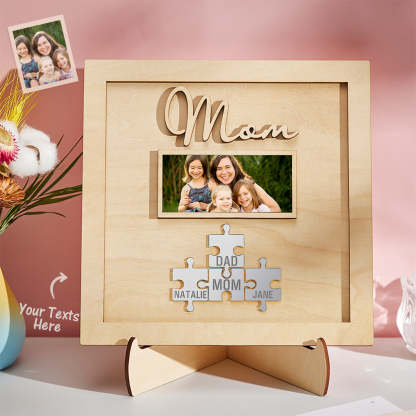 Custom Photo Engraved Ornament Mother's Day Puzzle Wooden Commemorate Gifts-Blongser