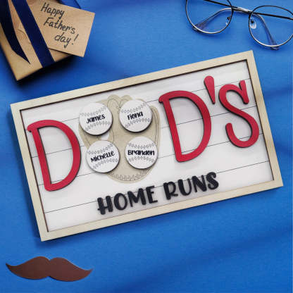 Personalized Baseball Dad Wooden Name Sign Plaque Father's Day Gift for Dad Grandpa-Blongser