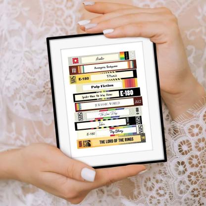 Custom Video Tape Print Personalized Retro Movie Poster Add Your Favorite Movies VHS Movie Lover Gift Vintage Printable Movie Wall Art-Blongser