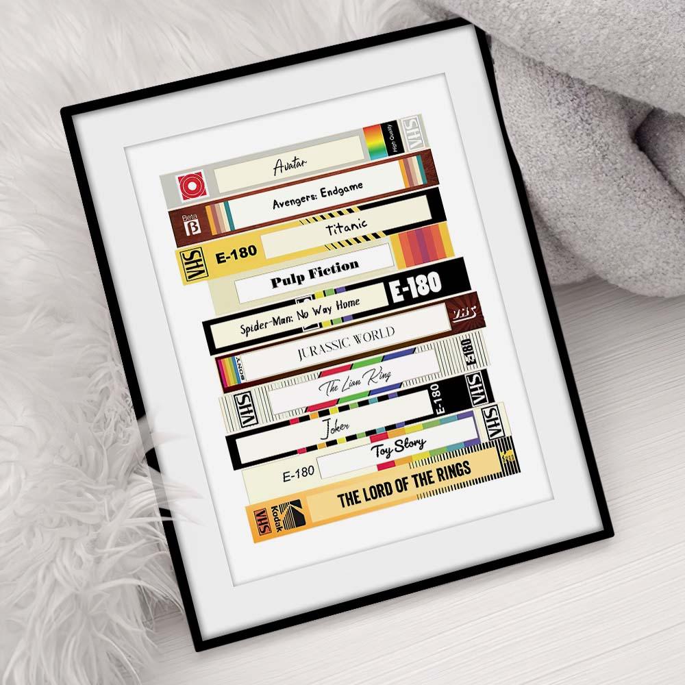 Custom Video Tape Print Personalized Retro Movie Poster Add Your Favorite Movies VHS Movie Lover Gift Vintage Printable Movie Wall Art-Blongser