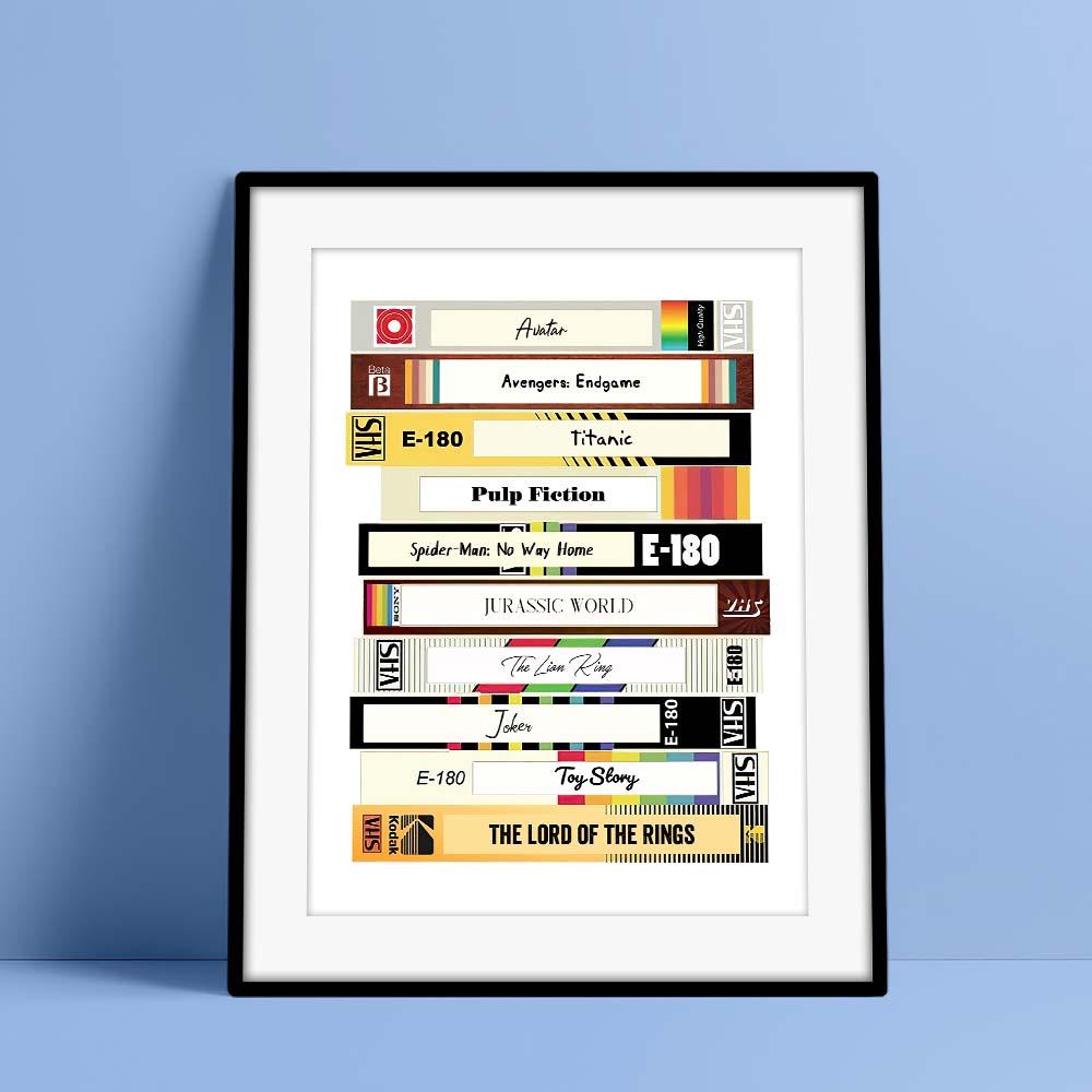 Custom Video Tape Print Personalized Retro Movie Poster Add Your Favorite Movies VHS Movie Lover Gift Vintage Printable Movie Wall Art-Blongser