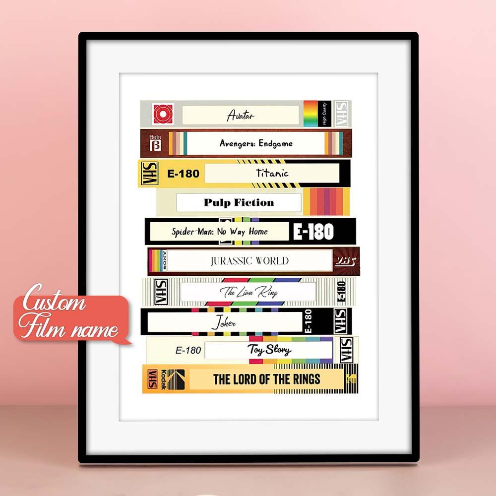 Custom Video Tape Print Personalized Retro Movie Poster Add Your Favorite Movies VHS Movie Lover Gift Vintage Printable Movie Wall Art-Blongser